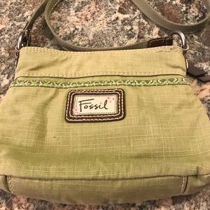 Fossil Canvas Lime Green Small crossbody Purse